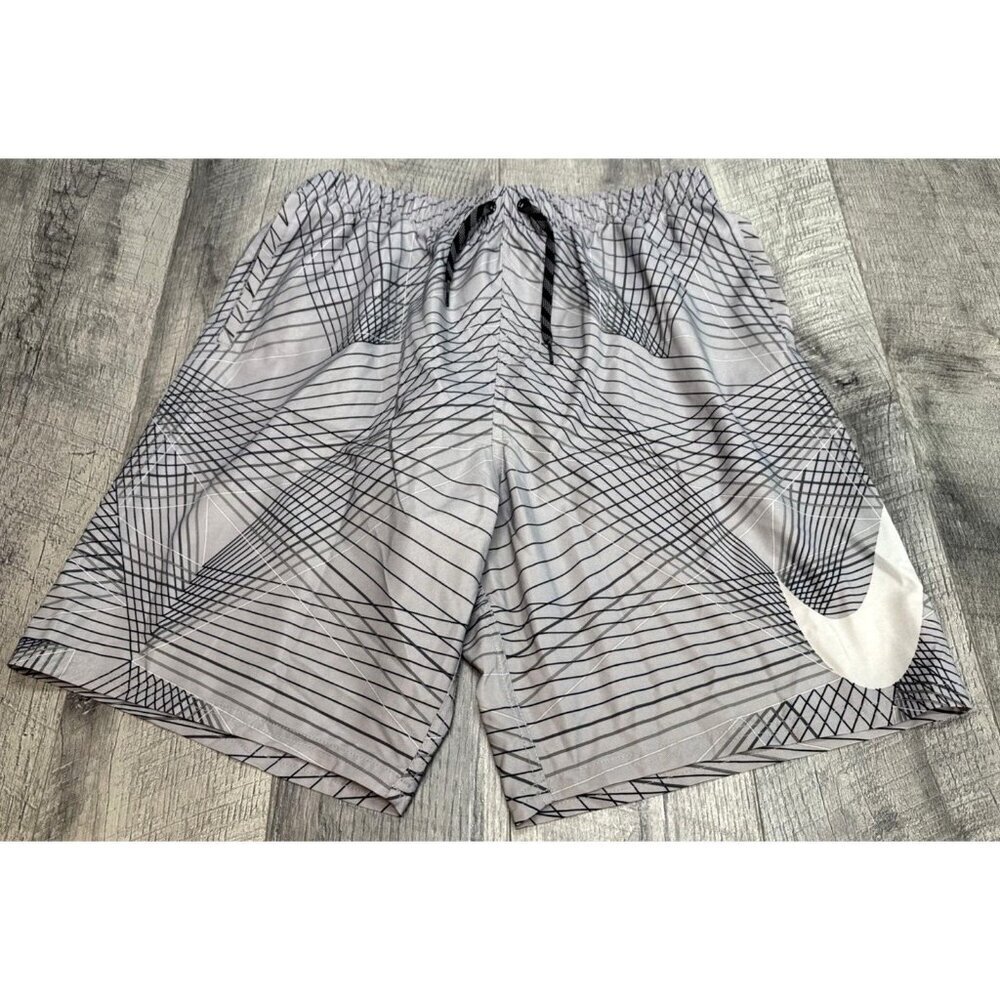 Nike Swim Shorts Trunks Mens Large Bottoms Mesh Lined Pockets Geometric Swoosh